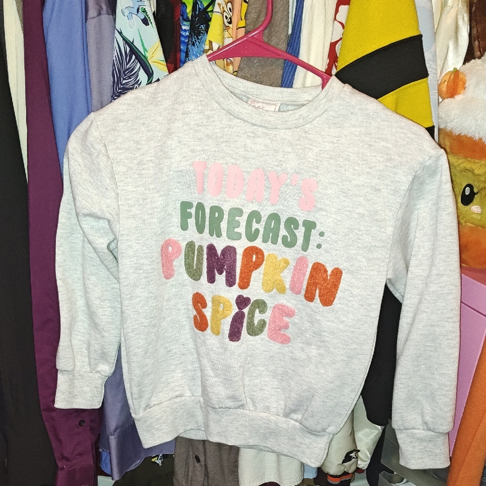 Cozy Gray Crew Neck Sweater with Colorful Graphic